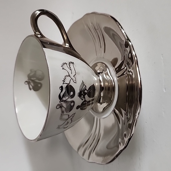 ROYAL WINTON Grimwades Our wedding silver and white wedding teacup and saucer - Picture 4 of 5